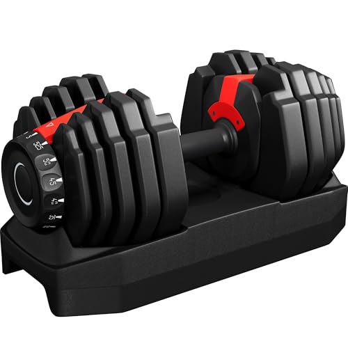Yaheetech Adjustable Dumbbell Set Free Weights for Home Gym 15-in-1 Quick Lock Adjustable Dumbbells Interchangeable Women Men Full Body Strength Training with Anti-Slip Handle Black