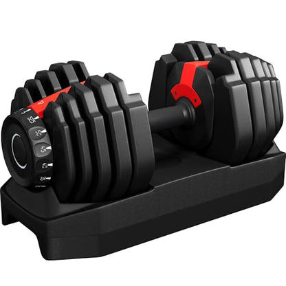 Yaheetech Adjustable Dumbbell Set Free Weights for Home Gym 15-in-1 Quick Lock Adjustable Dumbbells Interchangeable Women Men Full Body Strength Training with Anti-Slip Handle Black