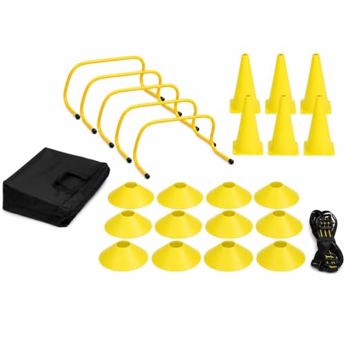 Agility Ladder, Soccer Training Equipment, Speed Ladder for Footwork Exercises, PVC Yellow and Black Set with Carrying Bag