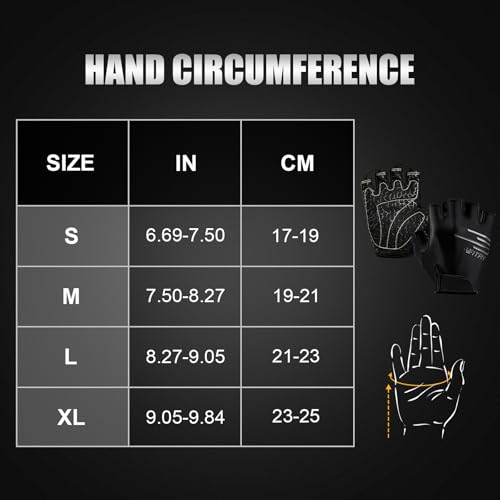 Cycling Gloves for Men and Women, Half Finger Padded Bike Gloves - color: Black, size: X-Large
