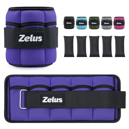 ZELUS 1 Pair Adjustable Ankle Weights, 2 4 6 8 10 lb Modularized Leg Weight Straps for Women Men, Weighted Ankle Weight Set with Removable Sandbags, 1-5 lb per Ankle Strap for Gym Yoga Jogging Walking - color: Purple, size: 5 lbs x 2