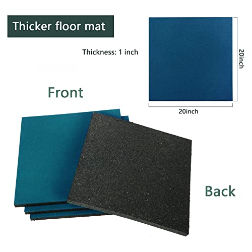 4 Pack Interlocking Tiles 20"x20"x1" Heavy Duty Rubber Tile Green Non-Slip Flooring Mat for Playground Park Gym Indoor and Outdoor, Cover 11.12 Sq.FT