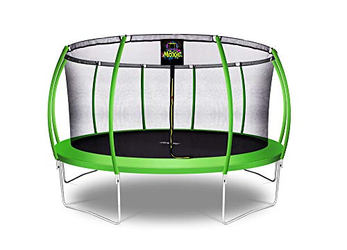 Moxie by Upper Bounce Pumpkin-Shaped Round Trampoline for Outdoor Backyard with Enclosure Net, Recreational, Gymnastics Activity for Kids and Adults, Supports Up to 440 Lbs