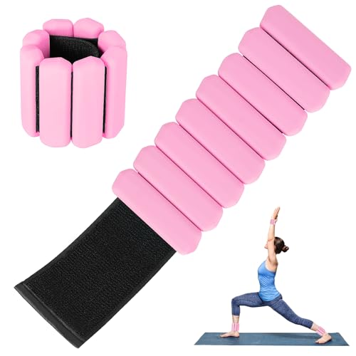 Wrist Weights Set of 2, Wearable Arm & Leg Weights for Women & Men, Adjustable Wrist Ankle Weights for Walking, Yoga, Swimming, Gym, 2lb - color: Pink1