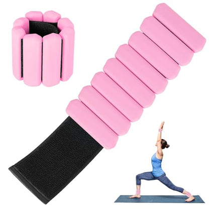 Wrist Weights Set of 2, Wearable Arm & Leg Weights for Women & Men, Adjustable Wrist Ankle Weights for Walking, Yoga, Swimming, Gym, 2lb - color: Pink1