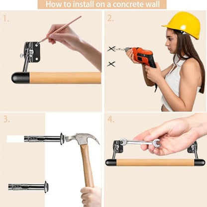 Wall Mount Ballet Barre Solid Wood Dance Bar with Height Adjustable Metal Brackets for Dance Training - color: 35"