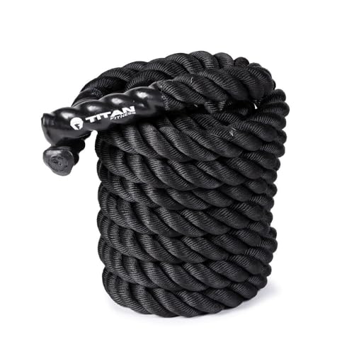 Titan Fitness Battle Rope 40ft x 2in, Poly Dacron Heavy Rope for Home Gym Conditioning Workouts, Cross-Train, Strength Training Exercises