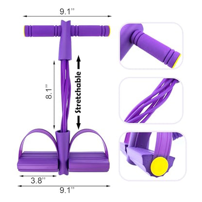 BlingKingdom Multifunction Fitness Resistance Band, 6-Tube Tension Exercise Rope Elastic Yoga Foot Pedal Puller Abdominal Trainer Band for Arm, Leg, Core, Workout, Sit-Up Training, Stretching