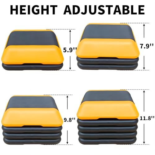 16"x16" Adjustable High Step Aerobic Platform With 4 Risers, Height-Adjustable Step Aerobics Platform For Home Gym Exercise Fitness Workout Yellow As shown One size