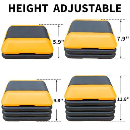 16"x16" Adjustable High Step Aerobic Platform With 4 Risers, Height-Adjustable Step Aerobics Platform For Home Gym Exercise Fitness Workout Yellow As shown One size