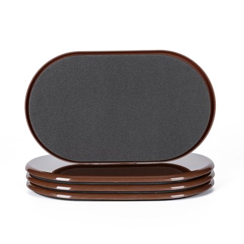 4 Pcs 5 3/4'' x 9 1/2" Furniture Sliders Pads for Hardwood Floors（Coffee） - size: 9 1/2" Oval-4 Pack Coffee