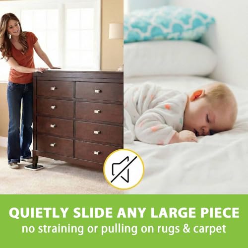 12 Pack Furniture Sliders for Carpet Hardwood Tile Heavy Moving, 4.7 Inch Movers Pads Protectors Large Gliders for Sofa Couch Bed Cabinet (Beige, 4.7") - size: 4.7"