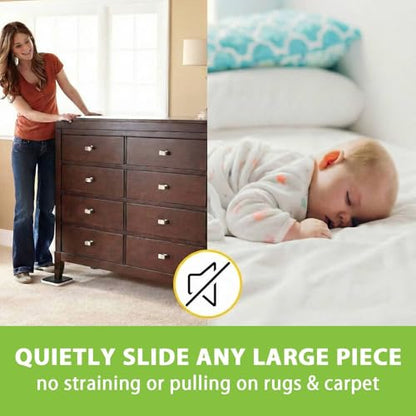 12 Pack Furniture Sliders for Carpet Hardwood Tile Heavy Moving, 4.7 Inch Movers Pads Protectors Large Gliders for Sofa Couch Bed Cabinet (Beige, 4.7") - size: 4.7"