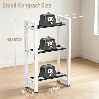 Small Dumbbell Rack，Heavy Duty Adjustable Dumbbell Weight Rack with Side Hooks,Gym Equipment Weight Set holderfor Dumbbell,Kettlebells Rack, Other Gym Accessories - size: 3-Tier