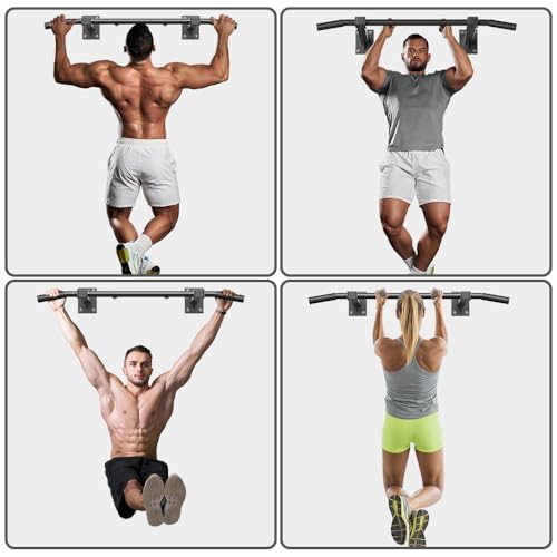 Wall Mount Pull Up Bar, Joist Beam Rafter Mount Pull-up Bar, Ceiling Mounted Chin Up Bar for Home Gym with Punching Bag Hanger