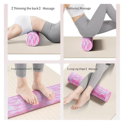 EVA Foam Roller - Beginner-Friendly Solid Textured Massage Roller for Muscle Relaxation, Back Rolling & Fascia Release - Yoga Fitness Tool(Pink Mix,Large) - color: Pink Mix, size: Large