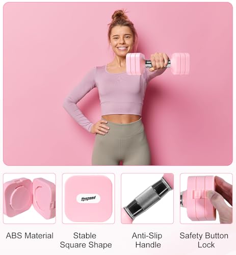 Adjustable Dumbbell Set for Women Men 7.5LB/10LB/15LB/20LB/25LB Each - color: Pink, style: 7.5LB Each [15 LBS Total]