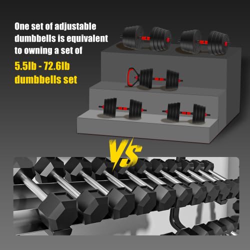 Adjustable Dumbbells, 25/45/75/90lbs Free Weight Set with Connector, 4 in1 Dumbbells Set Used as Barbell, Kettlebells, Push up Stand, Fitness Exercises for Home Gym Suitable Men/Women