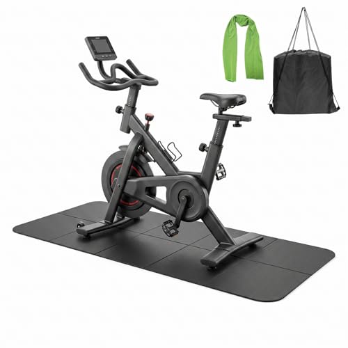 Bike Mat Compatible with Peloton Bike,6mm Thick,Elliptical,Treadmill Mat,Under Exercise Bike Trainer Pad for Indoor Stationary Spin Bike Gym Equipment Hardwood Floor Carpet Protector