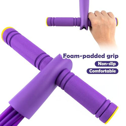 BlingKingdom Multifunction Fitness Resistance Band, 6-Tube Tension Exercise Rope Elastic Yoga Foot Pedal Puller Abdominal Trainer Band for Arm, Leg, Core, Workout, Sit-Up Training, Stretching