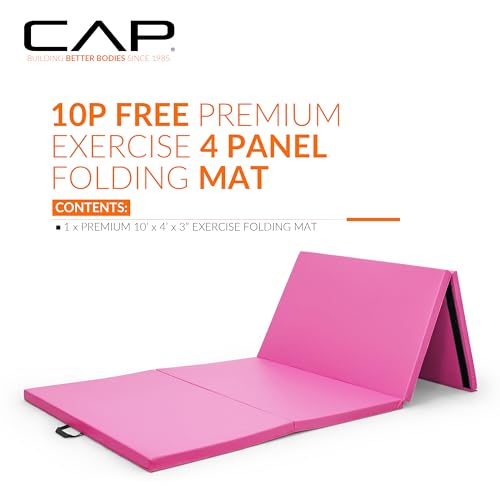 CAP Barbell All Purpose Folding Anti Tear Exercise Training Aerobic Fitness Gym & Gymnastics Balance Mat | Multiple colors - color: Pink, style: 10' x 4' x 3.0" Thick