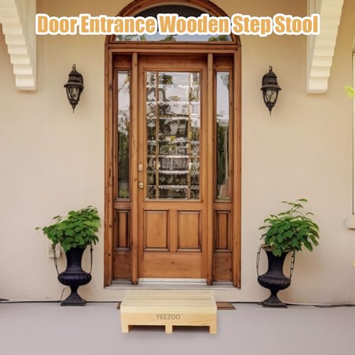 Wooden one Step Stool- Solid Pine Wood Step Riser with Non-Slip Pads, Wood Step Stool for Elderly Adults, high Bed, Bathroom, Kitchen (23.6" L*15.7" W*3.9" H, Natural, 400LBs Capacity) - color: Natural, size: 23.6IN