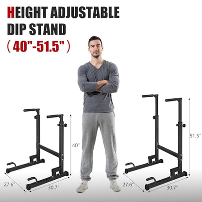 Dip Bar Multifunctional Dip Station with Adjustable Height Standing Pull Up Bar Pull Up Rack for Home Gym Full Body Strength Training Workout Fitness Equipment