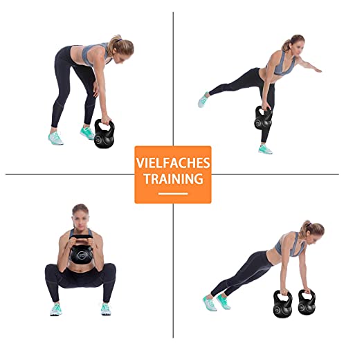 Yaheetech 25lbs Kettlebell Weight w/HDPE Coated & Wide Flat Base, Kettle Bell Weights w/Ergonomic Handle for Home Gym Fitness Workout Bodybuilding Weight Lifting, Black