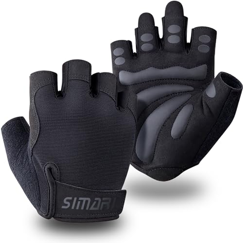 SIMARI Breathable Workout Gloves for Men and Women, Padded Weight Lifting Gloves with Great Grip, Full Palm Protection for Gym Training, Cycling, Weightlifting, Exercise, Crossfit, Climbing - color: 1a-Iron Black, size: Medium