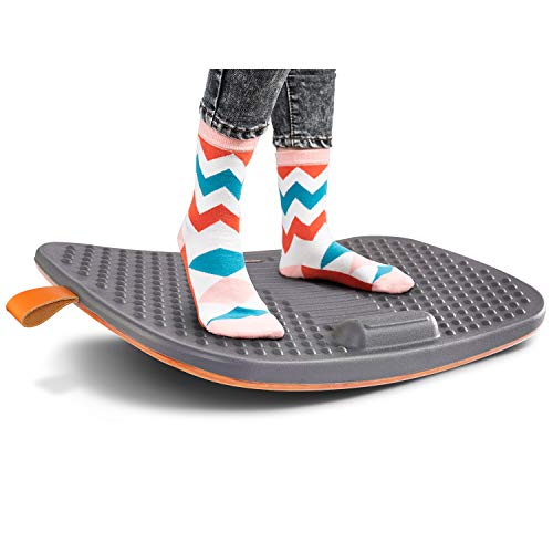 FEZIBO Standing Desk Mat with Anti Fatigue Bar, Wooden Wobble Balance Board with Ergonomic Design Comfort Floor Mat