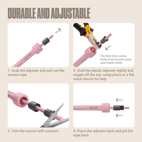 SPORTBIT Adjustable Jump Rope for Fitness and Exercise - color: Pink