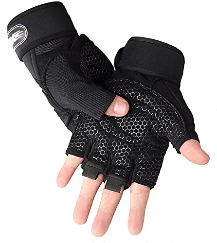 Workout Gloves, Gym Gloves for Men, Wrist Wraps Lifting Wrist Wraps Gloves for Working Out, Hand Out Gloves Fitness Gloves Full Palm Protection - color: Black, size: X-Large