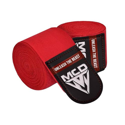 MCD Boxing Wraps for Men & Women 4.5m/180” Boxing Hand Wraps for Bᴏxing Gloves with Thumb Loop Muay Thai Hand Wrаps Semi-Elastic Wrist Wrаps Bᴏxing Wrap for MMA, Muay Thai & Martial Arts Training - color: Red
