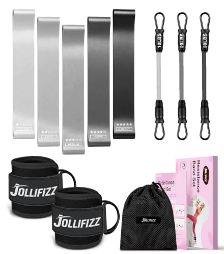 Ankle Resistance Bands with Cuffs &Booty Bands Set,Ankle Straps for Cable Machines for Leg,Booty,Glute,Hip,Butt,Workout Home Gym Equipment,Exercise Bands for Fitness,Yoga,Physical Therapy - color: Black