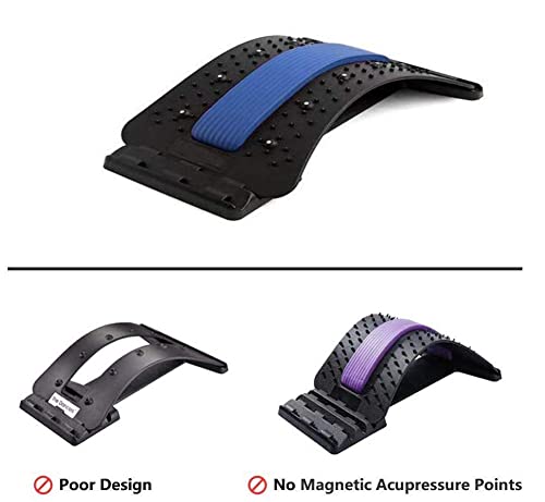 Back Stretcher - Lower and Upper Back Pain Relief, Lumbar Stretching Device，Posture Corrector - Back Support for Office Chair | Upper Back Stretcher Support and Pain Relief (Black/Blue)