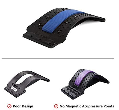 Back Stretcher - Lower and Upper Back Pain Relief, Lumbar Stretching Device，Posture Corrector - Back Support for Office Chair | Upper Back Stretcher Support and Pain Relief (Black/Blue)