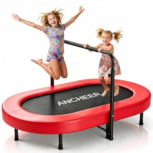ANCHEER Trampoline for Kids, Toddler Trampoline Indoor Sports and Outdoor Games 56" Kids Rebounder 220LBS Capacity with Adjustable Safety Handrail Foldable Jumper for Boys and Girls - color: Lunar new year