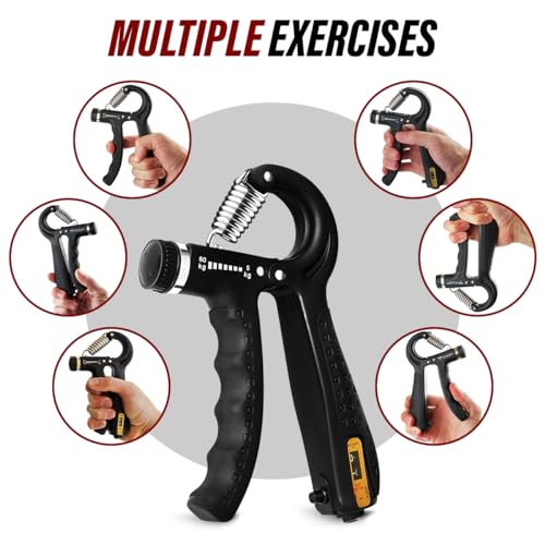 Hand Grip Strengthener Trainer with Adjustable Resistance 10-130lbs (4.5-59kg), Forearm Hand Grip Strength Exerciser for Muscle Building, Injury Recovery, and Therapy Stress Relief