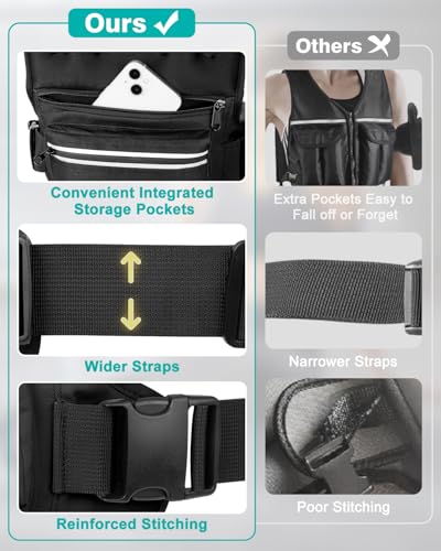 Weighted Vests for Women Men, 8 12 16 20 lb Weighted Vest with Storage Pockets, Rucking Vest with Reflective Stripe, Adjustable Straps Weight Vest for Running, Walking, Workout, Training