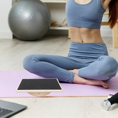 LALAFINA Wooden Yoga Balance Board Wobble Board Anti-slip Fitness Prop for Adults Home Workout Coordination Training Stability Exercise Equipment