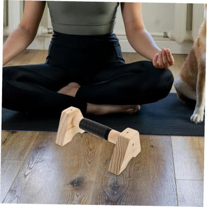 Wooden Push up Bars Parallettes Pushup Stands Beech Wood Non-slip Base Push up Handles for Men Women Home Gym Calisthenics Strength Training Equipment