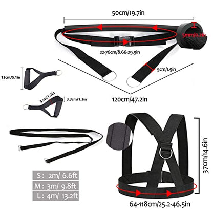 Exercise Resistance Fitness Bands Set Workout Equipment Double Endurance Weight Sled Harness Kits Sled Pulling Strap for Running Sprinting Resistance Speed Agility Training, Black - color: BACK-6.6FT