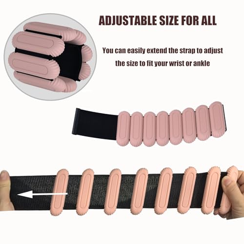 Wrist & Ankle Weights Set for Women (2pcs, 0.5kg Total), Adjustable Silicone Wearable Arm Leg Weighted Bangles, Portable Fitness Weights for Walking, Yoga, Pilates, Dance, Barre & Gym Exercise - color: Pink