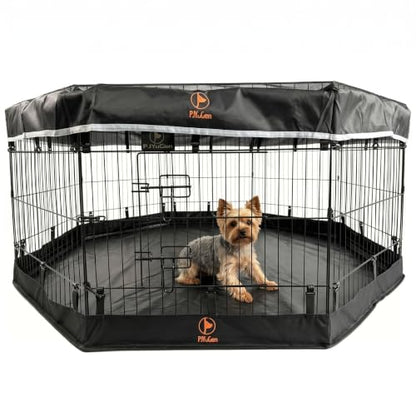 PJYuCien Puppy Playpen with Top Cover & Bottom Pad, 8 Panels 24" H, Black - color: Black, size: X-Small Pen: 24-Inch High