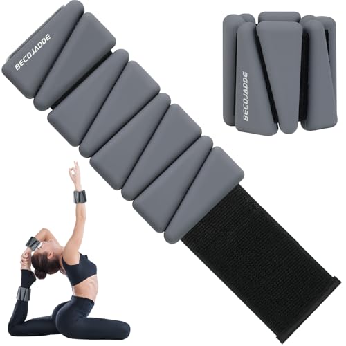 BECOJADDE Ankle Weights Set of 2 (1 lb/2 lb/3 lb Each) Adjustable Wrist Weights for Women Men Wearable Arm Leg Weight for Pilates, Running, Walking, Workout, Yoga - color: Dark Grey, size: 4 Lb Pair (2 Lb Each)