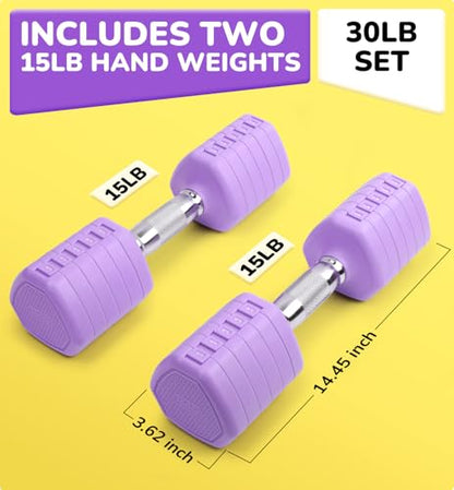 Adjustable Dumbbell Set of 2, 10LB 20LB 30LB Weight Set - color: Purple, size: 30 lbs Total-(15LB Each)