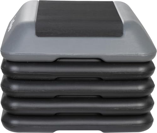 Step Aerobic Platform,16" x 16" Step Adjustable High Step Aerobic Platform with 6"- 8"-10"-12", Home Gym Exercise Fitness Workout Equipment - color: Black