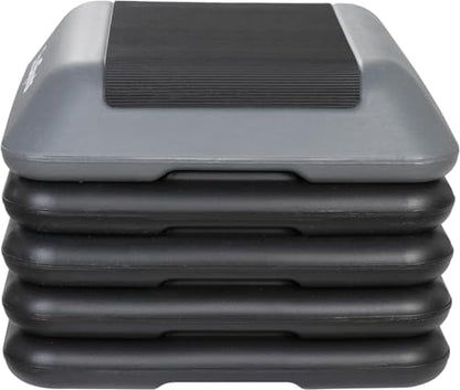 Step Aerobic Platform,16" x 16" Step Adjustable High Step Aerobic Platform with 6"- 8"-10"-12", Home Gym Exercise Fitness Workout Equipment - color: Black