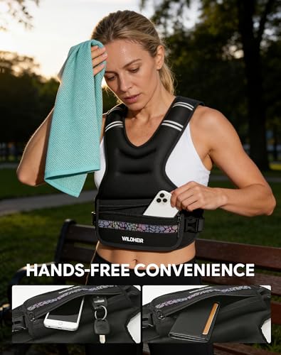 Adjustable Weighted Vest 10-20lb, Weight Vest for Women Men Walking Running Workout with 6 Removable Sandbags, Reflective Strip, Large Pocket for Gym