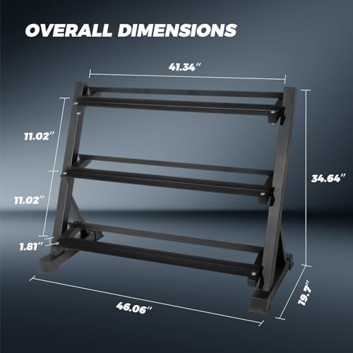 RitFit Rubber Hex Dumbbell Set with Storage Weight Rack - style: 650 LBS (10-55LB)
